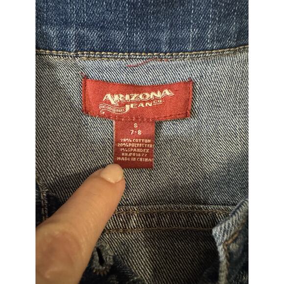 Arizona Classic Denim Jacket Girls Small 7/8 Button Up Medium Wash Timeless - Picture 5 of 8